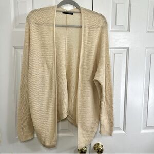 Bajee Collection Wool Blend Open Front Drape Cream Knit Cardigan Sweater Sz M